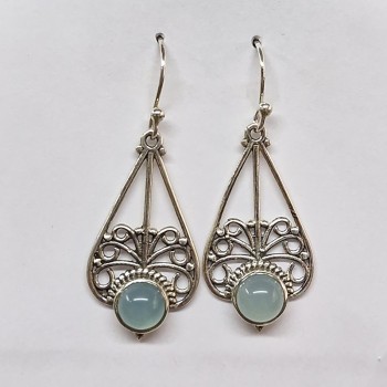 Boucles d'oreilles Calcédoine bleue, argent 925