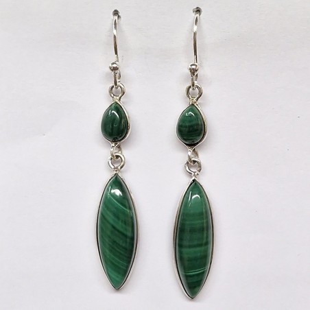 Boucles d'oreilles Malachite, argent 925