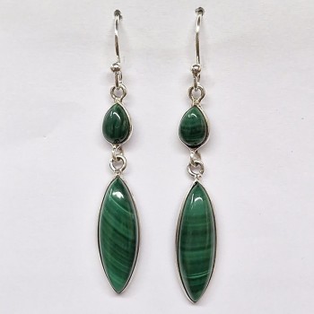 Boucles d'oreilles Malachite, argent 925