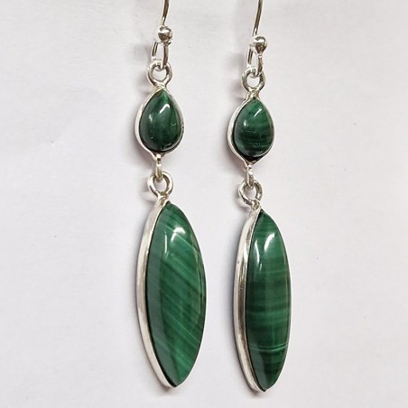 Boucles d'oreilles Malachite, argent 925
