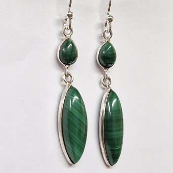 Boucles d'oreilles Malachite, argent 925