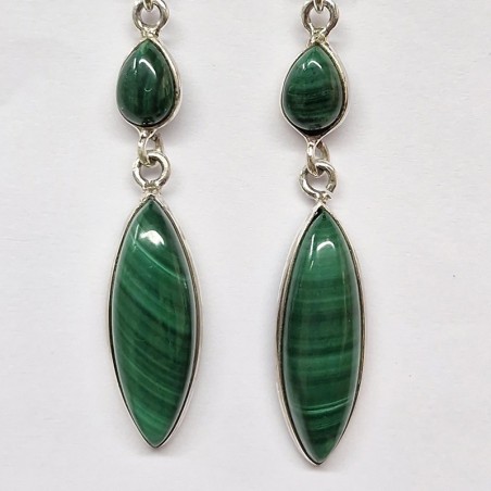Boucles d'oreilles Malachite, argent 925