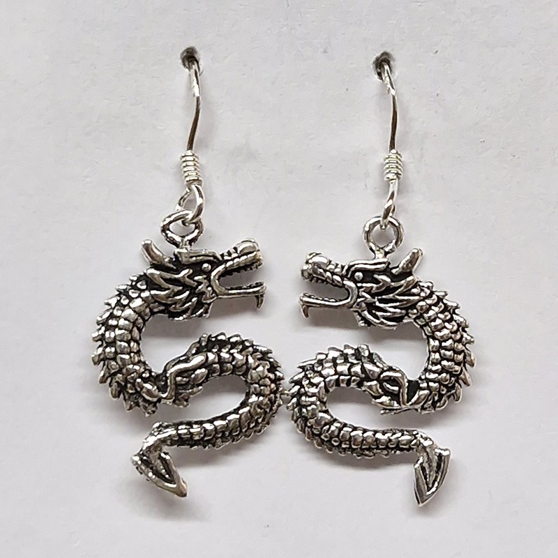 Boucles d'oreilles Dragon, argent 925