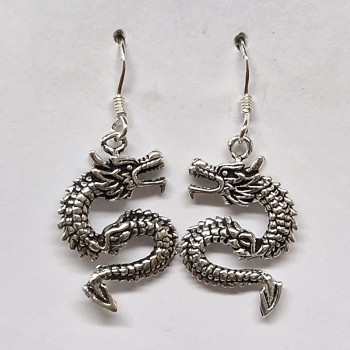 Boucles d'oreilles Dragon, argent 925