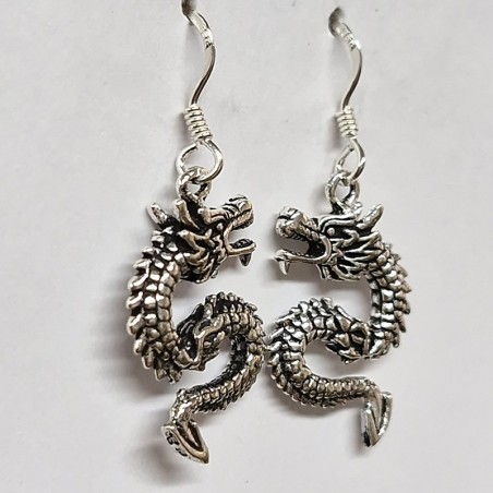 Boucles d'oreilles Dragon, argent 925