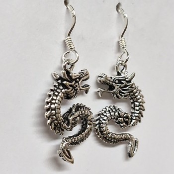Boucles d'oreilles Dragon, argent 925