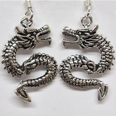 Boucles d'oreilles Dragon, argent 925