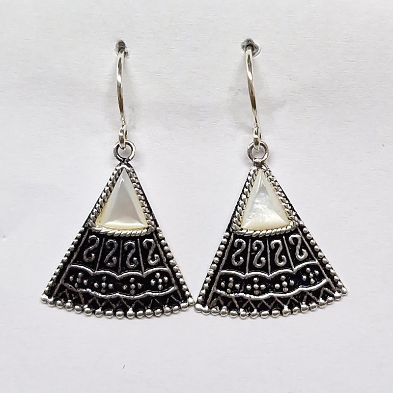 Boucles d'oreilles Nacre blanche, argent 925