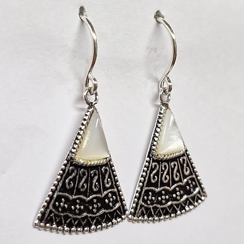 Boucles d'oreilles Nacre blanche, argent 925