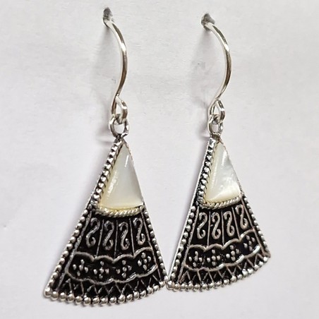 Boucles d'oreilles Nacre blanche, argent 925