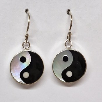 Boucles d'oreilles Ying Yang, argent 925