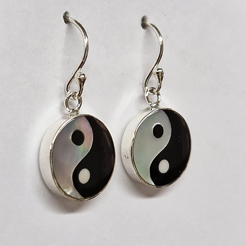 Boucles d'oreilles Ying Yang, argent 925