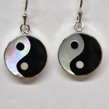 Boucles d'oreilles Ying Yang, argent 925