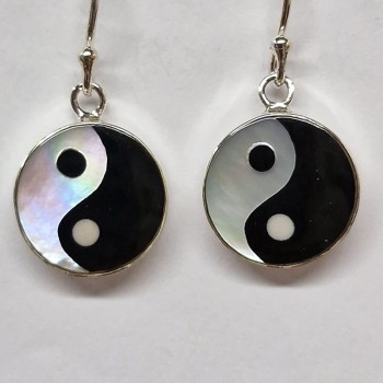 Boucles d'oreilles Ying Yang, argent 925