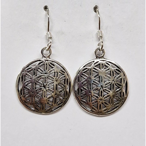 Boucles d'oreilles Fleur de Vie, argent 925