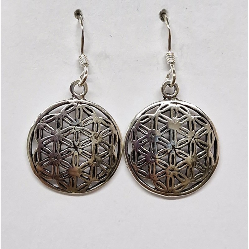 Boucles d'oreilles Fleur de Vie, argent 925