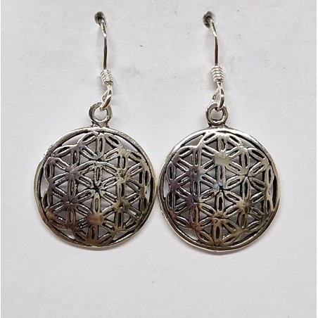 Boucles d'oreilles Fleur de Vie, argent 925