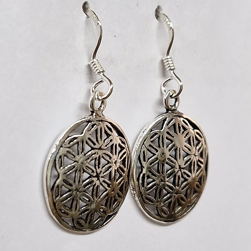 Boucles d'oreilles Fleur de Vie, argent 925