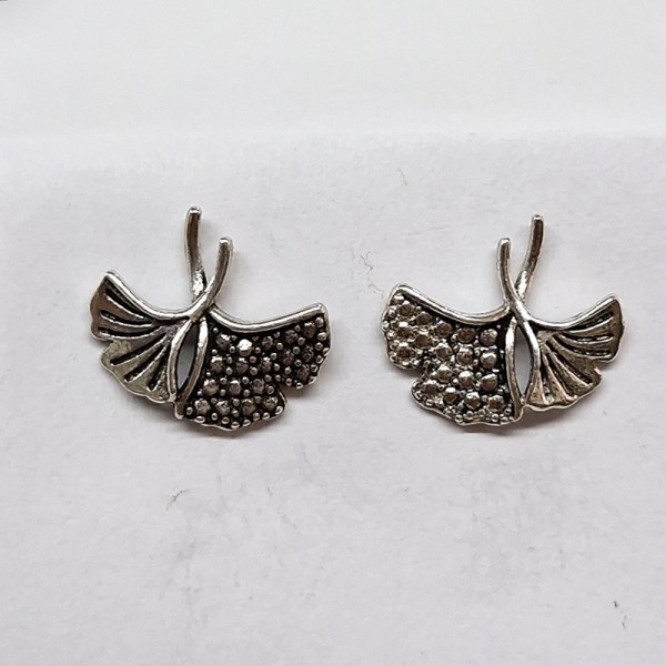 Clous d'oreilles Feuilles de Ginkgo, argent 925