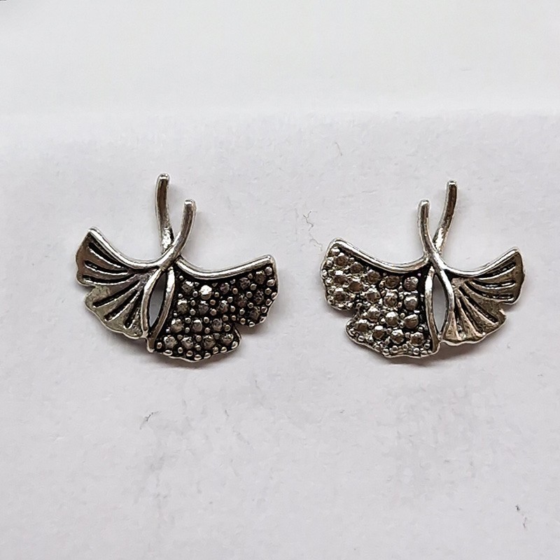 Clous d'oreilles Feuilles de Ginkgo, argent 925