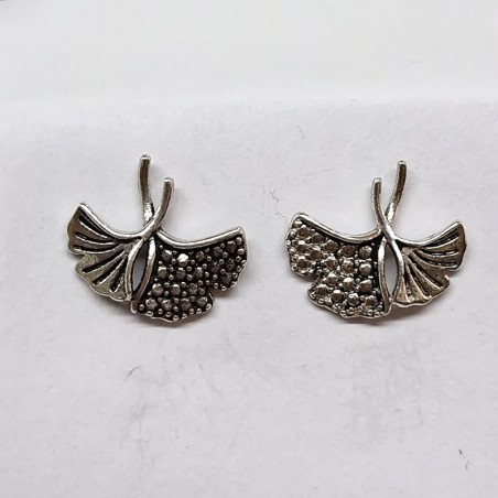 Clous d'oreilles Feuilles de Ginkgo, argent 925