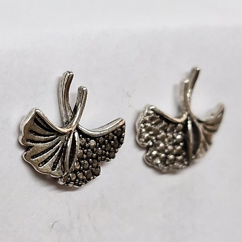 Clous d'oreilles Feuilles de Ginkgo, argent 925