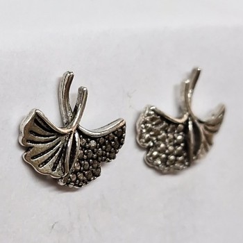Clous d'oreilles Feuilles de Ginkgo, argent 925