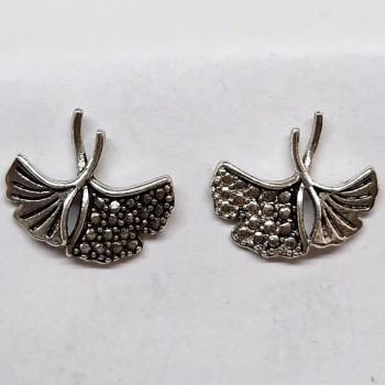 Clous d'oreilles Feuilles de Ginkgo, argent 925