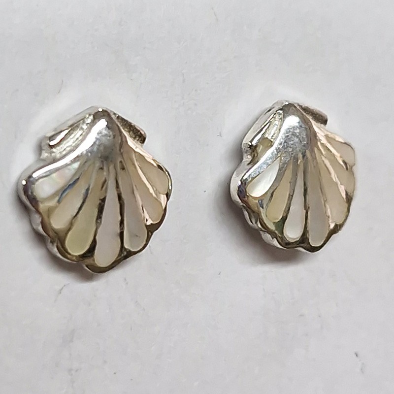 Clos d'oreilles Nacre blanche, argent 925