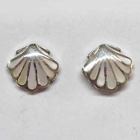 Clos d'oreilles Nacre blanche, argent 925