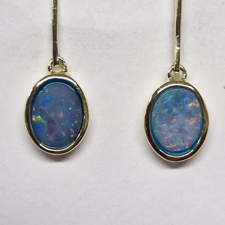 Clous d'oreilles Opale noble, argent 925 doré