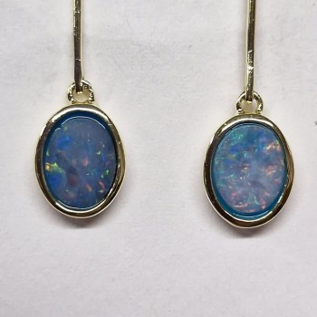 Clous d'oreilles Opale noble, argent 925 doré