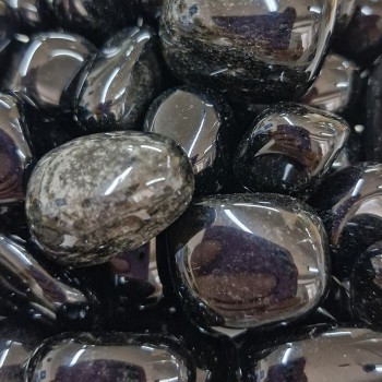 Obsidienne argentée, pierre roulée