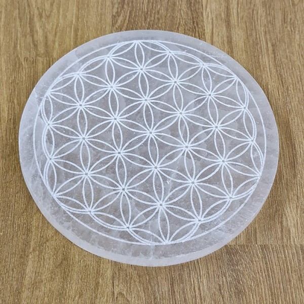 Fleur de Vie, plaque de rechargement en Sélénite