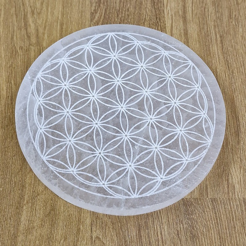 Fleur de Vie, plaque de rechargement en Sélénite